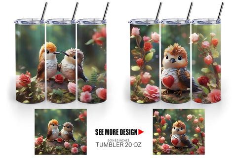 Tumbler Wrap Valentine Hummingbird Sublimation artnoy 