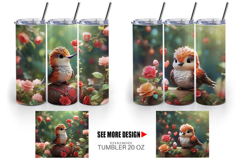 Tumbler Wrap Valentine Hummingbird Sublimation artnoy 