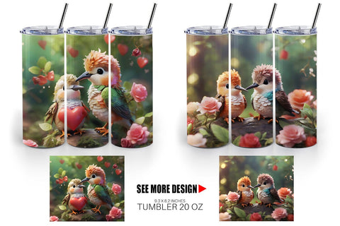 Tumbler Wrap Valentine Hummingbird Sublimation artnoy 