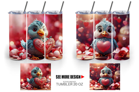 Tumbler Wrap Valentine Kalavinka Bird Sublimation artnoy 