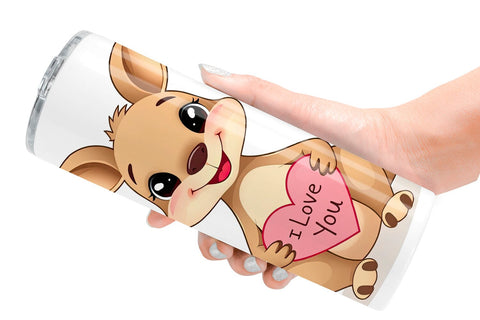 Tumbler Wrap Valentine Kangaroo Cartoon Sublimation artnoy 