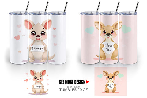 Tumbler Wrap Valentine Kangaroo Cartoon Sublimation artnoy 