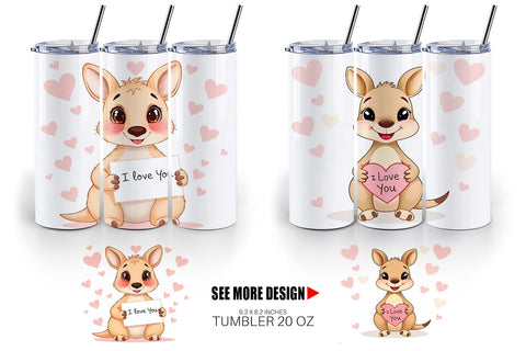 Tumbler Wrap Valentine Kangaroo Cartoon Sublimation artnoy 