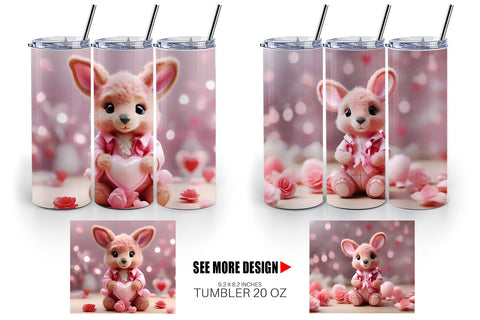 Tumbler Wrap Valentine Kangaroo Sublimation artnoy 