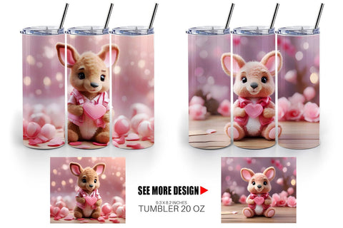 Tumbler Wrap Valentine Kangaroo Sublimation artnoy 