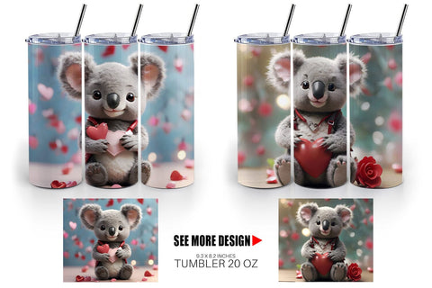 Tumbler Wrap Valentine Koala Sublimation artnoy 
