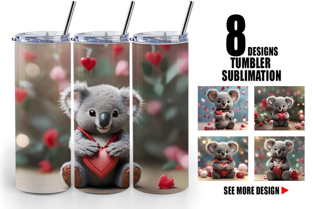 Tumbler Wrap Valentine Koala Sublimation artnoy 