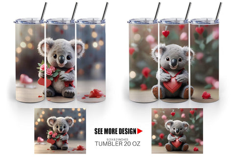 Tumbler Wrap Valentine Koala Sublimation artnoy 