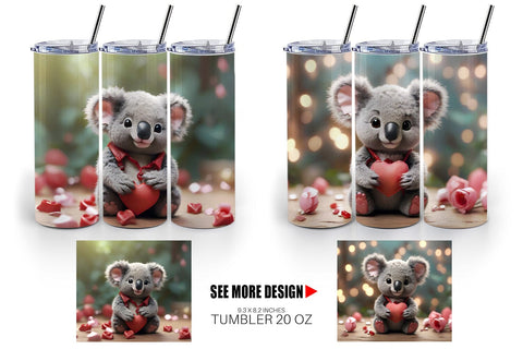 Tumbler Wrap Valentine Koala Sublimation artnoy 