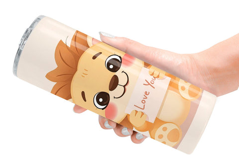 Tumbler Wrap Valentine Lion Cartoon Sublimation artnoy 