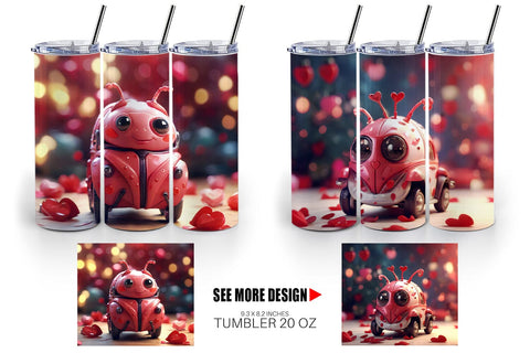 Tumbler Wrap Valentine Love Bug Sublimation artnoy 