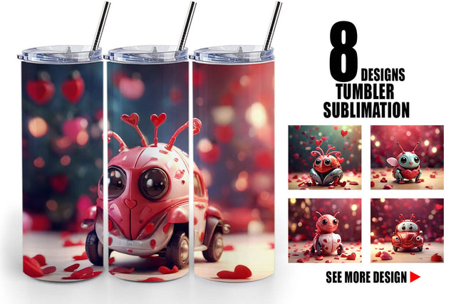 Tumbler Wrap Valentine Love Bug Sublimation artnoy 
