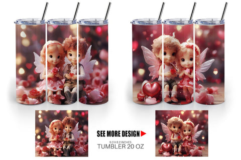 Tumbler Wrap Valentine Love Fairies Sublimation artnoy 