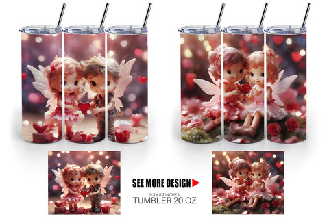 Tumbler Wrap Valentine Love Fairies Sublimation artnoy 