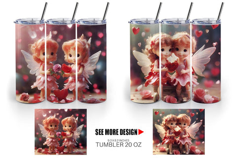 Tumbler Wrap Valentine Love Fairies Sublimation artnoy 
