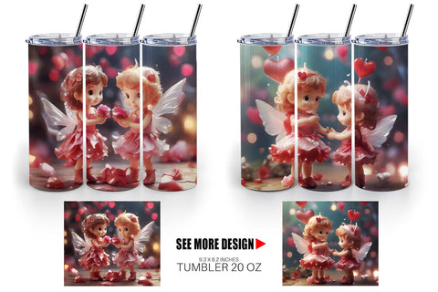Tumbler Wrap Valentine Love Fairies Sublimation artnoy 