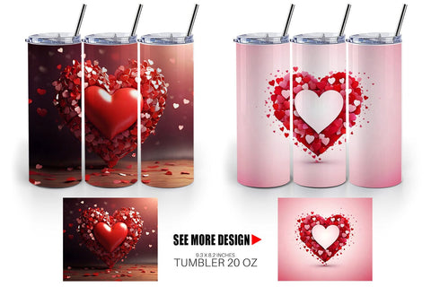 Tumbler Wrap Valentine Love Heart Sublimation artnoy 