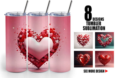 Tumbler Wrap Valentine Love Heart Sublimation artnoy 
