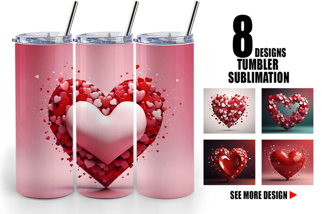 Tumbler Wrap Valentine Love Heart Sublimation artnoy 