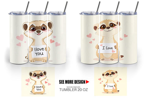 Tumbler Wrap Valentine Meerkat Cartoon Sublimation artnoy 