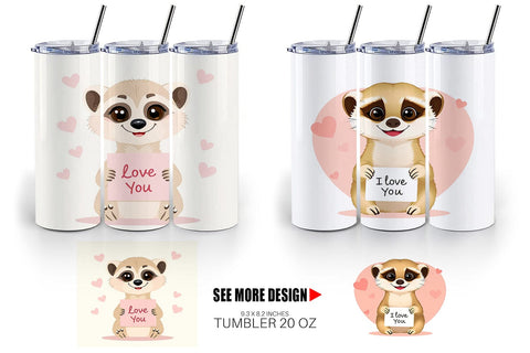 Tumbler Wrap Valentine Meerkat Cartoon Sublimation artnoy 