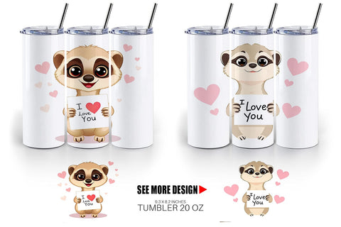 Tumbler Wrap Valentine Meerkat Cartoon Sublimation artnoy 