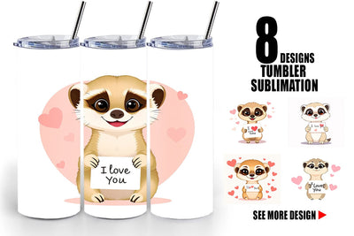Tumbler Wrap Valentine Meerkat Cartoon Sublimation artnoy 