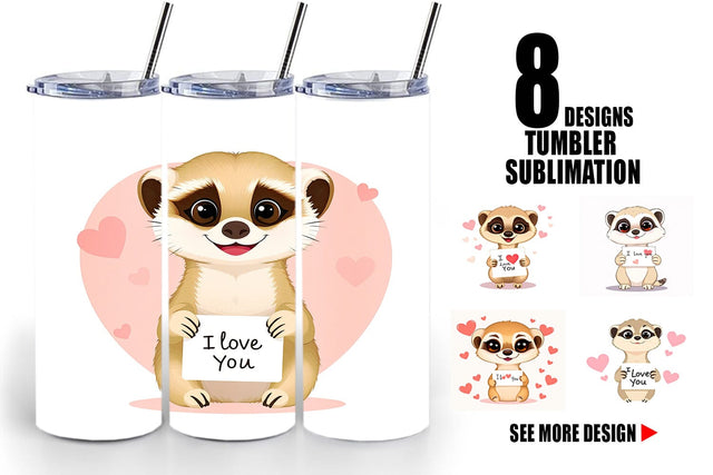 Tumbler Wrap Valentine Meerkat Cartoon Sublimation artnoy 