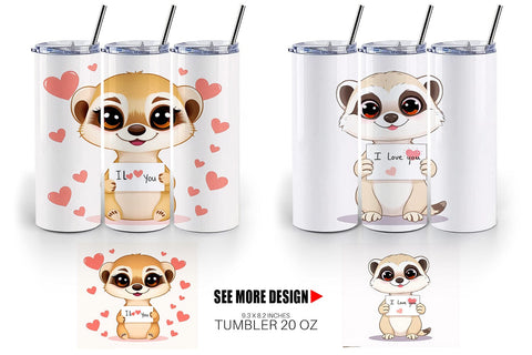 Tumbler Wrap Valentine Meerkat Cartoon Sublimation artnoy 