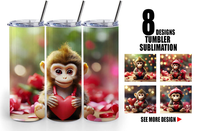 Tumbler Wrap Valentine Monkey Sublimation artnoy 