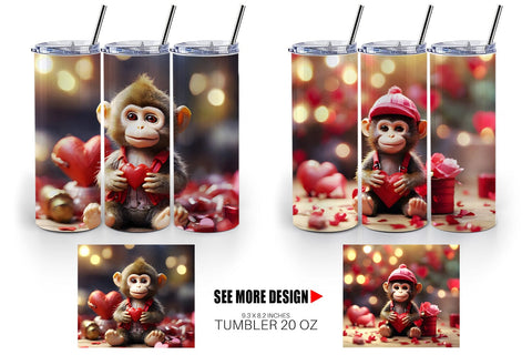 Tumbler Wrap Valentine Monkey Sublimation artnoy 