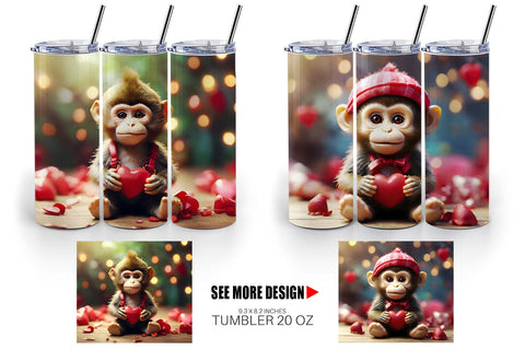 Tumbler Wrap Valentine Monkey Sublimation artnoy 