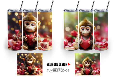 Tumbler Wrap Valentine Monkey Sublimation artnoy 