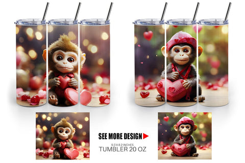 Tumbler Wrap Valentine Monkey Sublimation artnoy 