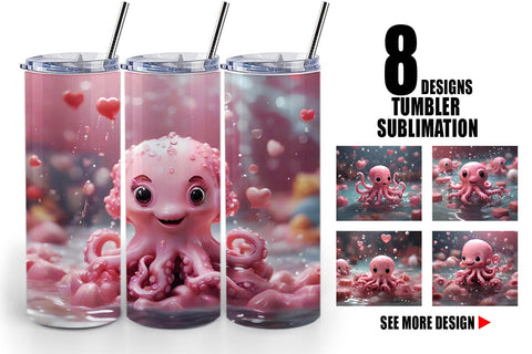 Tumbler Wrap Valentine Octopus Sublimation artnoy 