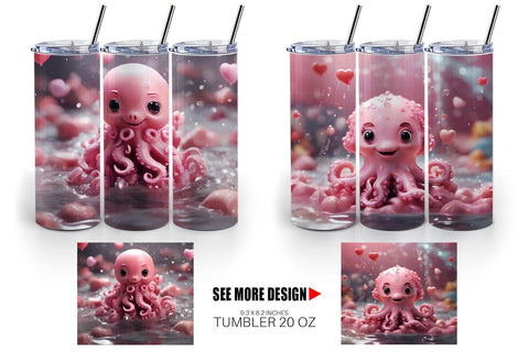 Tumbler Wrap Valentine Octopus Sublimation artnoy 