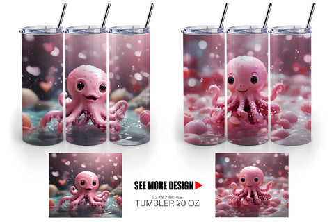 Tumbler Wrap Valentine Octopus Sublimation artnoy 
