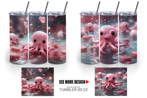 Tumbler Wrap Valentine Octopus Sublimation artnoy 