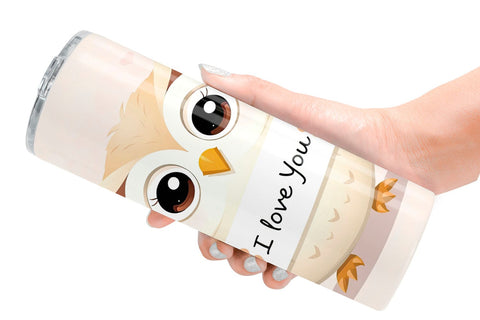 Tumbler Wrap Valentine Owl Cartoon Sublimation artnoy 