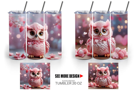 Tumbler Wrap Valentine Owl Sublimation artnoy 
