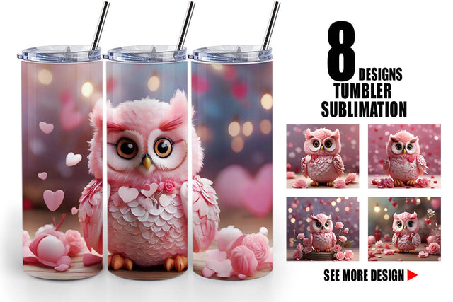 Tumbler Wrap Valentine Owl Sublimation artnoy 