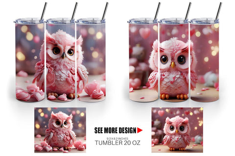 Tumbler Wrap Valentine Owl Sublimation artnoy 