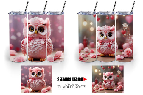 Tumbler Wrap Valentine Owl Sublimation artnoy 