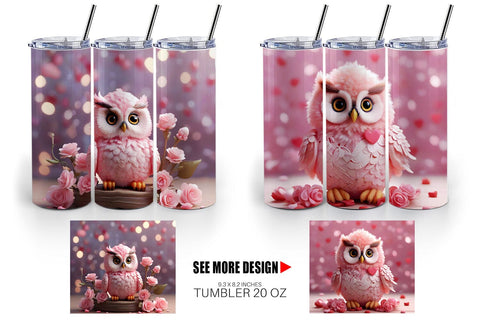 Tumbler Wrap Valentine Owl Sublimation artnoy 