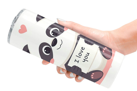 Tumbler Wrap Valentine Panda Cartoon Sublimation artnoy 
