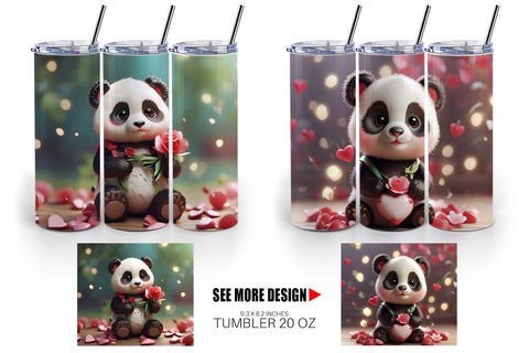 Tumbler Wrap Valentine Panda Sublimation artnoy 