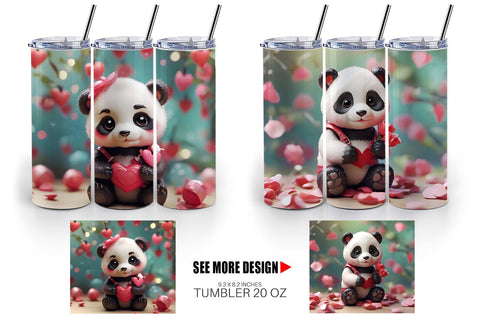Tumbler Wrap Valentine Panda Sublimation artnoy 
