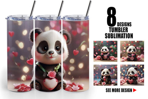 Tumbler Wrap Valentine Panda Sublimation artnoy 