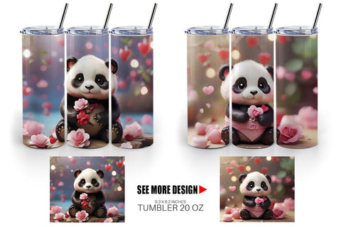 Tumbler Wrap Valentine Panda Sublimation artnoy 
