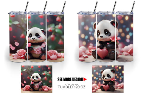 Tumbler Wrap Valentine Panda Sublimation artnoy 